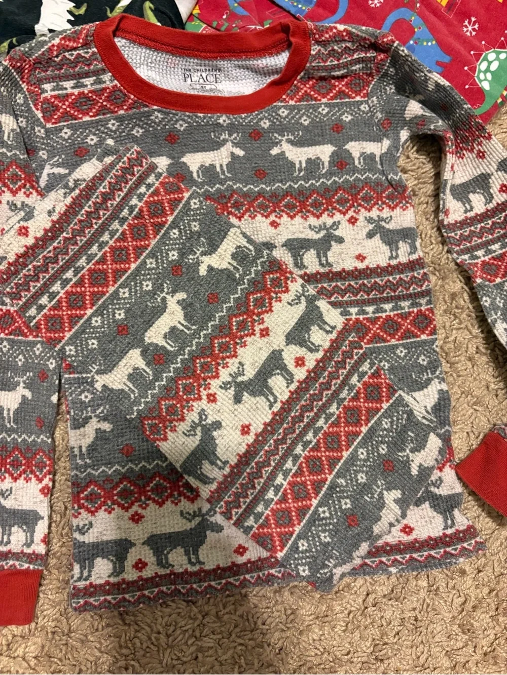 The Children's Place Gray & Red Reindeer Fair Isle Knit Top